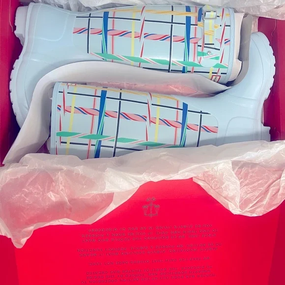 Hunter Original Tall Rain Boots in Rock Tartan Size 9 NWT - Picture 6 of 9